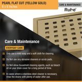 Pearl Square Flat Cut Floor Drain in Yellow Gold PVD Coating (6 x 6 Inches) care and maintenance