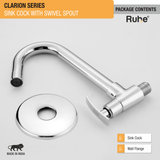 Clarion Sink Tap with Small (12 inches) Round Swivel Spout Faucet package content