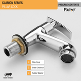 Clarion Pillar Tap Brass Faucet package content