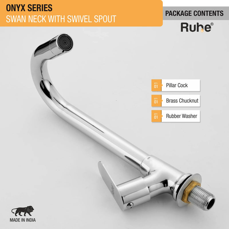 Onyx Swan Neck Brass Faucet with Small (7 inches) Round Swivel Spout - by Ruhe