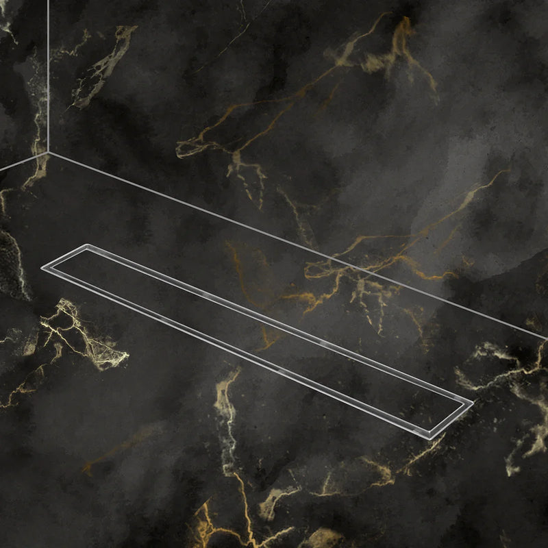 Tile Insert Shower Drain Channel (40 x 3 Inches) YELLOW GOLD PVD Coated - by Ruhe