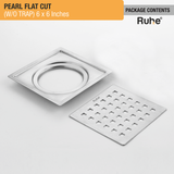 Pearl Square Flat Cut 304-Grade Floor Drain (6 x 6 Inches) package