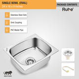 Oval Single Bowl (24 x 18 x 9 inches) Kitchen Sink package