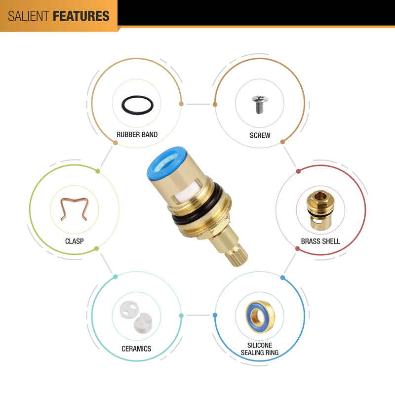 Brass Ceramic Disc Quarter-turn Cartridge (Heavy) - Pack of 4