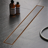 Tile Insert Shower Drain Channel (36 x 4 Inches) ROSE GOLD PVD Coated installed