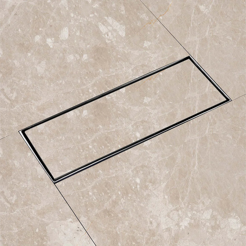 Marble Insert Shower Drain Channel (18 x 5 Inches) with Center Hole & Cockroach Trap (304 Grade)