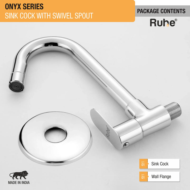 Onyx Brass Sink Tap with Round Swivel Spout - by Ruhe