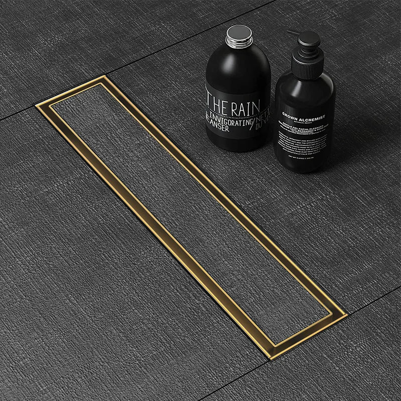 Tile Insert Shower Drain Channel (24 x 3 Inches) YELLOW GOLD PVD Coated - by Ruhe