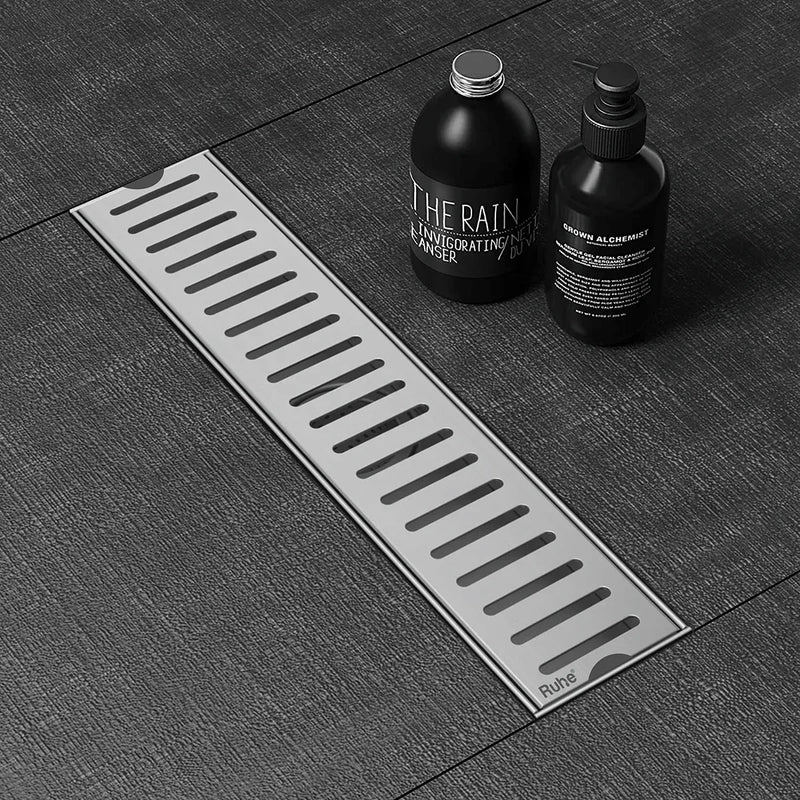 Vertical Shower Drain Channel (18 x 4 Inches) with Cockroach Trap (304 Grade) - by Ruhe