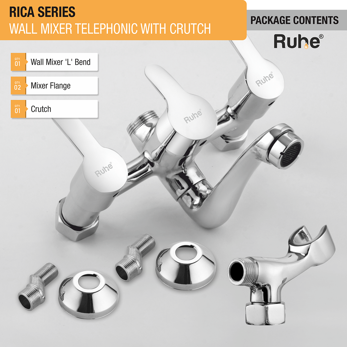 Rica Telephonic Wall Mixer Tap with Crutch - by Ruhe®