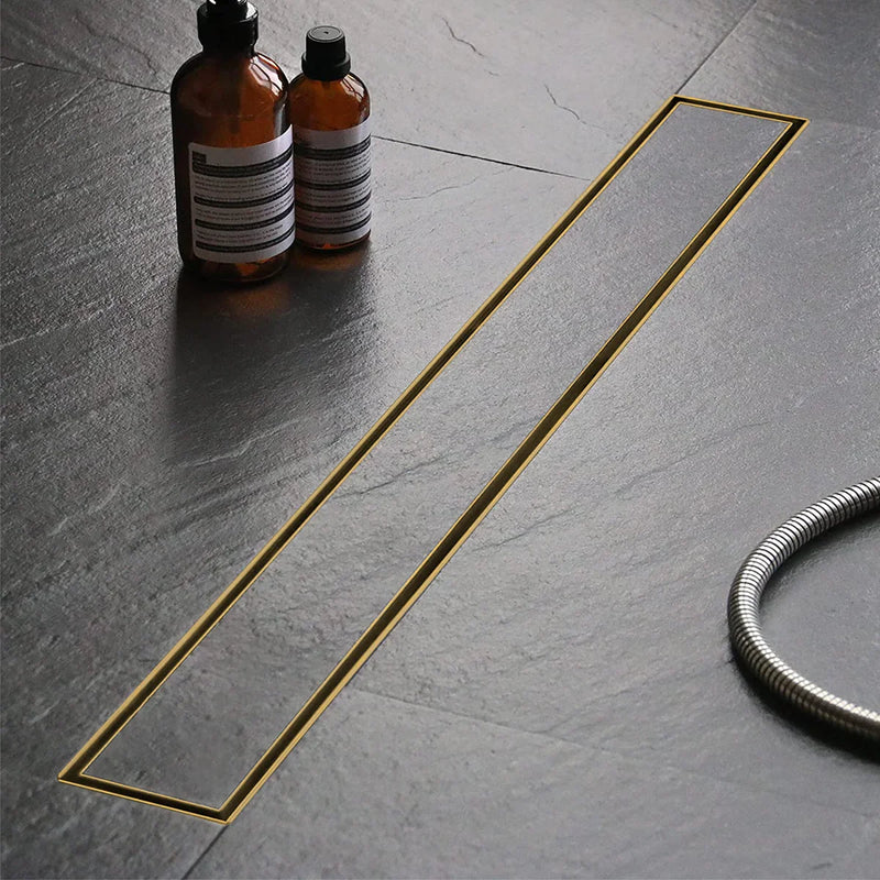 Tile Insert Shower Drain Channel (32 x 4 Inches) YELLOW GOLD PVD Coated - by Ruhe