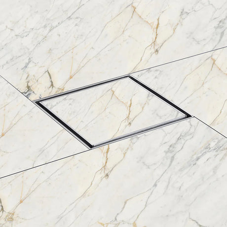 Marble Insert Shower Drain Channel (8 x 8 Inches) with Cockroach Trap (304 Grade) installed