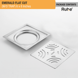 Emerald Square Flat Cut 304-Grade Floor Drain (6 x 6 Inches) package