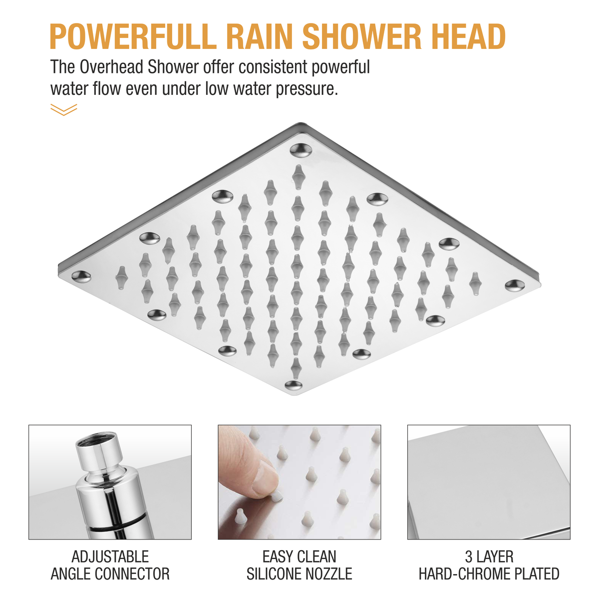 Rain Joy 304-Grade Overhead Shower (10 x 10 inches) - by Ruhe