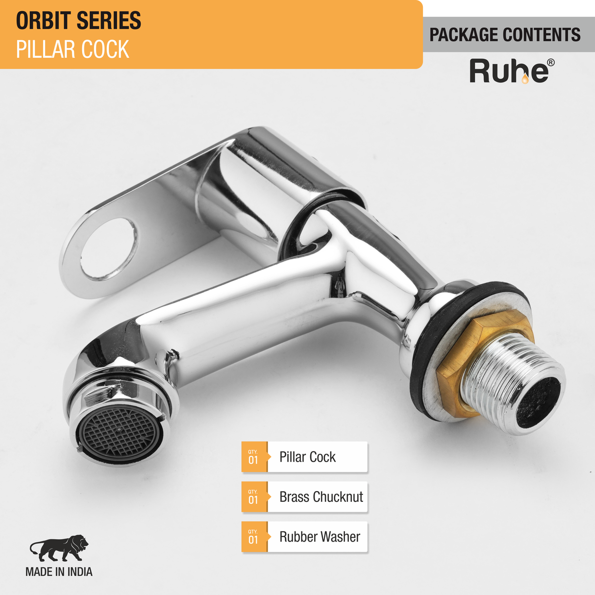 Orbit Pillar Tap Brass Faucet- by Ruhe®