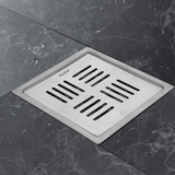 Ruby Square Flat Cut 304-Grade Floor Drain (6 x 6 Inches) installed