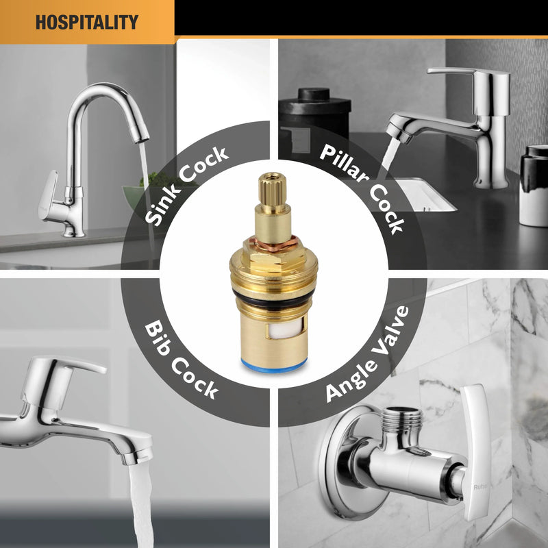 Brass Ceramic Disc Quarter-turn Cartridge (Heavy) - Pack of 4