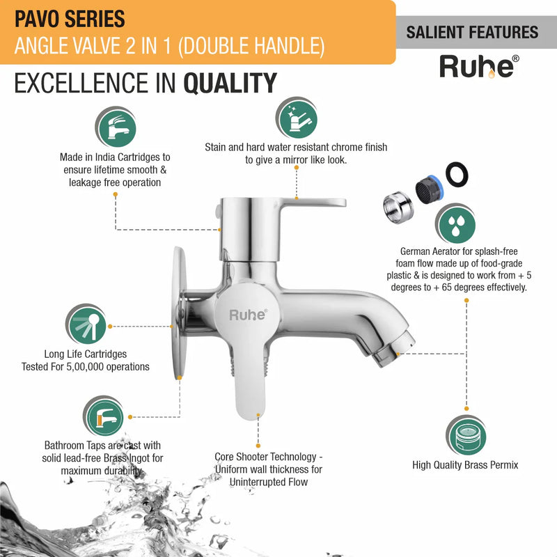 Pavo Two Way Angle Valve (Double Handle)