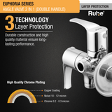 Euphoria Two Way Angle Valve Brass Faucet (Double Handle) 3 layer protection
