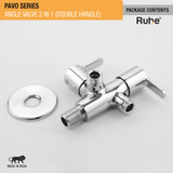 Pavo Two Way Angle Valve Brass Faucet (Double Handle) package content