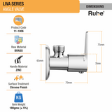Liva Angle Valve Brass Faucet dimensions and size