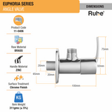 Euphoria Angle Valve Brass Faucet dimensions and size