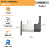 Silver Curve Angle Valve PTMT Faucet dimensions and sizes