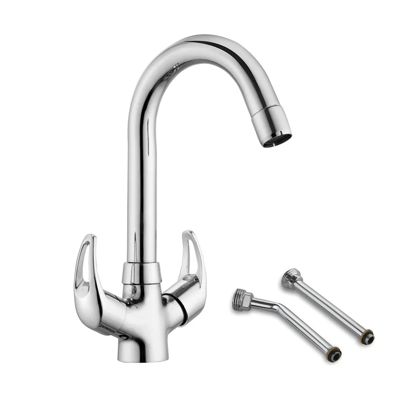 Aqua Deck Mount Wash Basin Mixer Tap with Swivel Spout