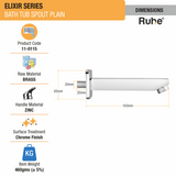Elixir BathTub Plain Spout Brass Faucet dimensions and size