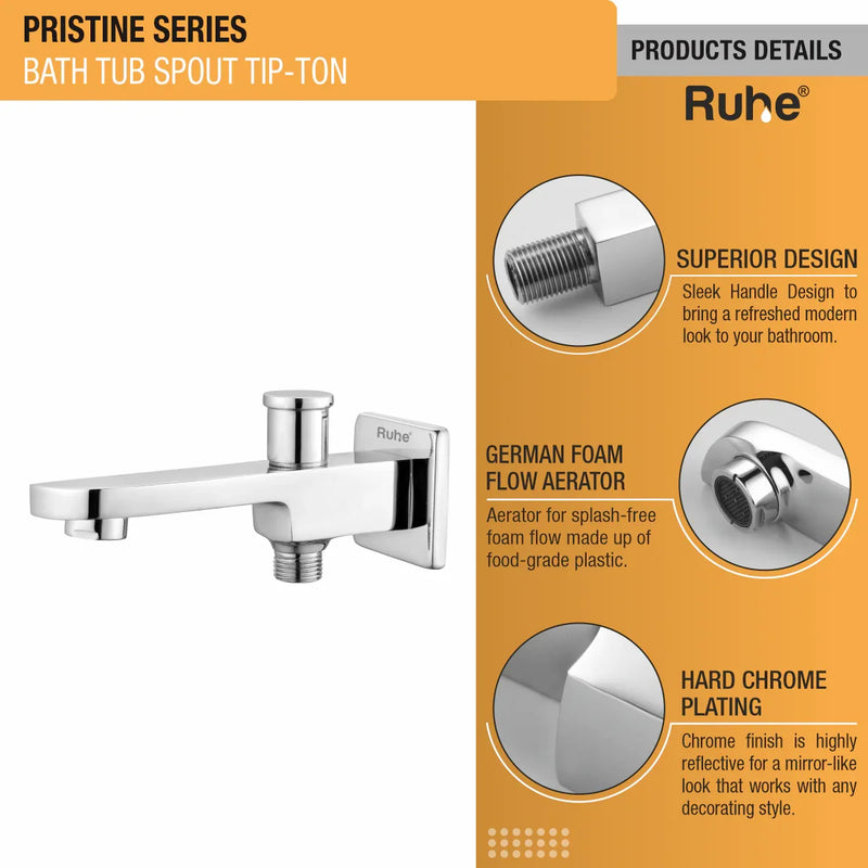 Pristine Bathtub Tap with Tip-Ton Button (Only Spout)