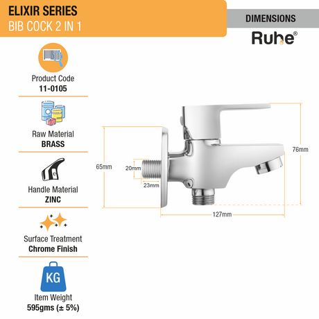 Elixir Two Way Bib Tap Faucet dimensions and size