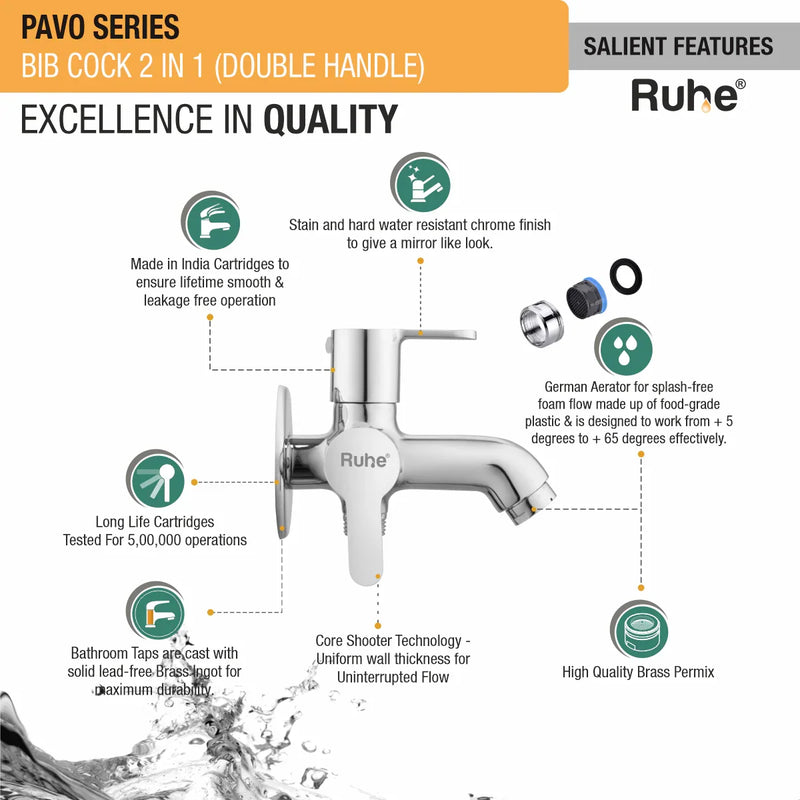 Pavo Two Way Bib Tap (Double Handle)