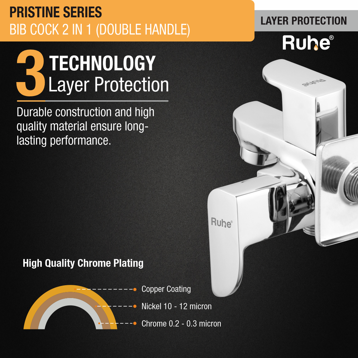 Pristine Two Way Bib Tap (Double Handle) - by Ruhe