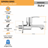 Euphoria Bib Tap Long Body Faucet dimensions and size