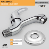 Aqua Bib Tap Long Body Brass Faucet package content