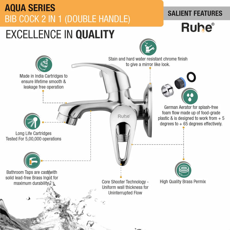 Aqua Two Way Bib Tap (Double Handle)