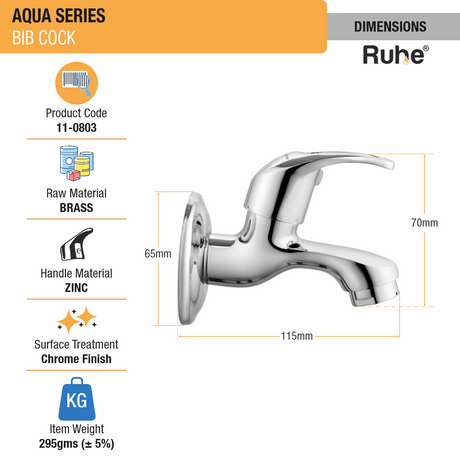 Aqua Bib Tap Brass Faucet dimensions and size