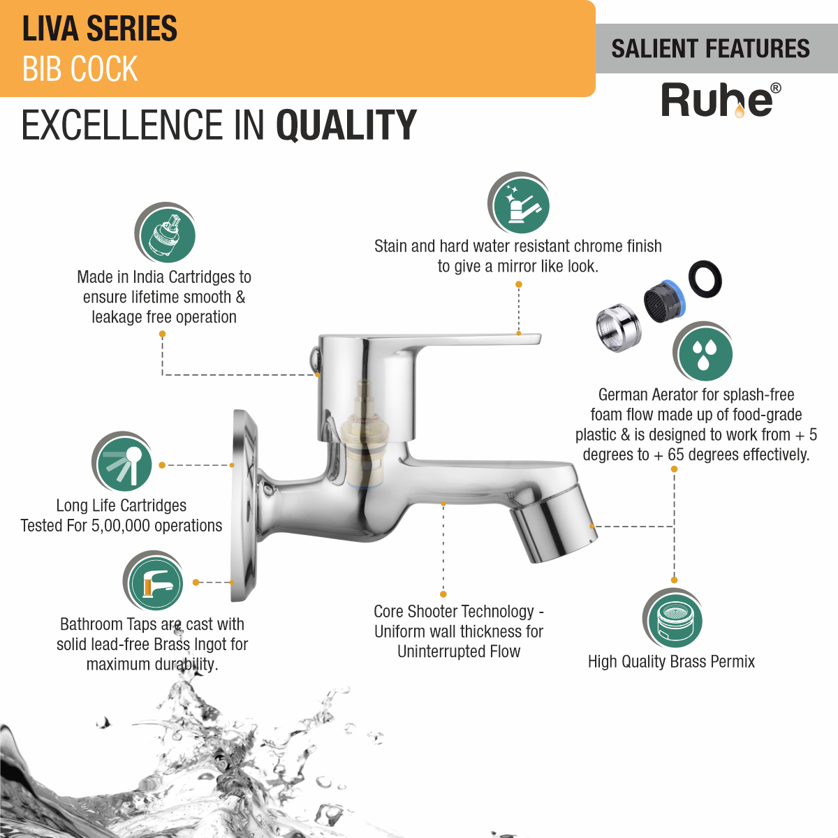 Liva Bib Tap Brass Faucet features