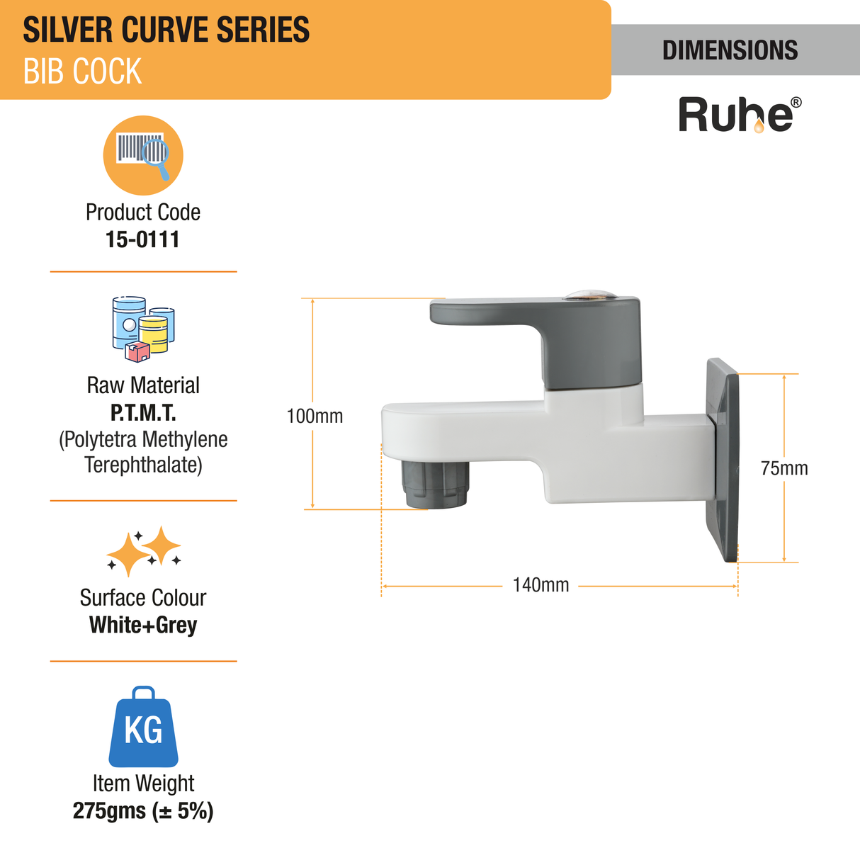 Silver Curve Bib Tap PTMT Faucet - by Ruhe