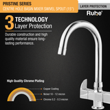 Pristine Centre Hole Basin Mixer with Medium (15 inches) Round Swivel Spout Faucet 3 layer protection