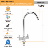 Pristine Centre Hole Basin Mixer with Large (20 inches) Round Swivel Spout Faucet dimensions and size
