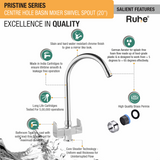Pristine Centre Hole Basin Mixer with Large (20 inches) Round Swivel Spout Faucet features