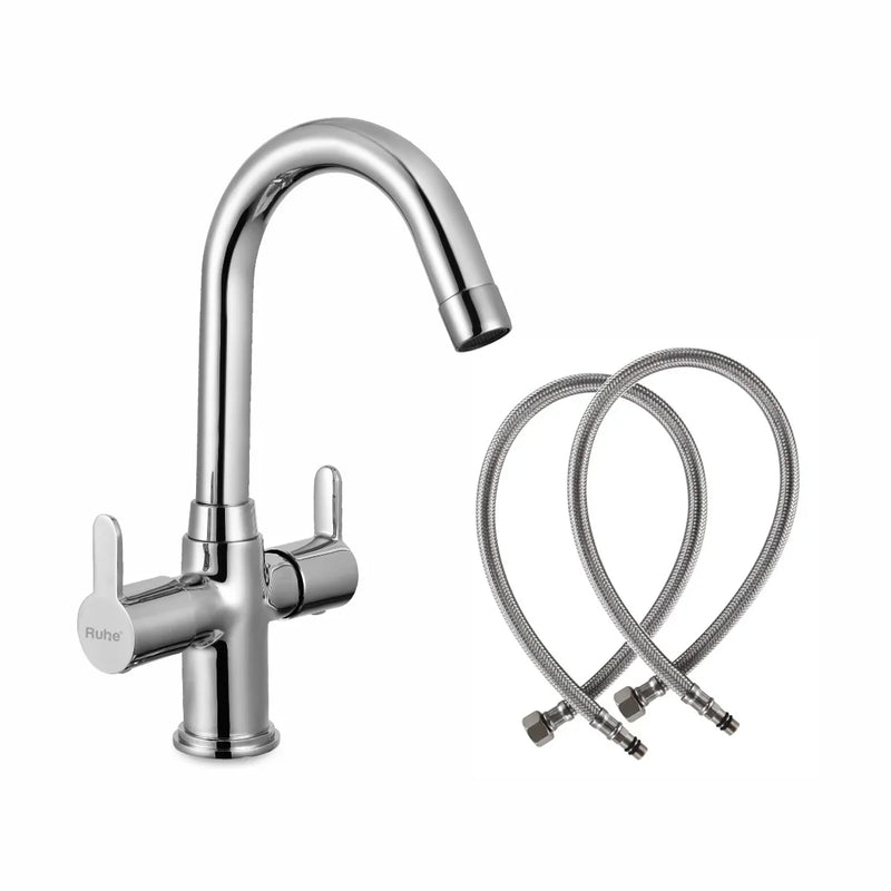Pavo Deck Mount Wash Basin Mixer Tap with Swivel Spout