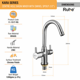 Kara Centre Hole Basin Mixer with Small (12 inches) Round Swivel Spout Faucet dimensions and sizes