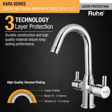 Kara Centre Hole Basin Mixer with Small (12 inches) Round Swivel Spout Faucet 3 layer protection
