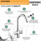 Elixir Centre Hole Basin Mixer with Small (12 inches) Round Swivel Spout Faucet features