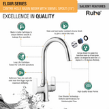 Elixir Centre Hole Basin Mixer with Medium (15 inches) Round Swivel Spout Faucet features