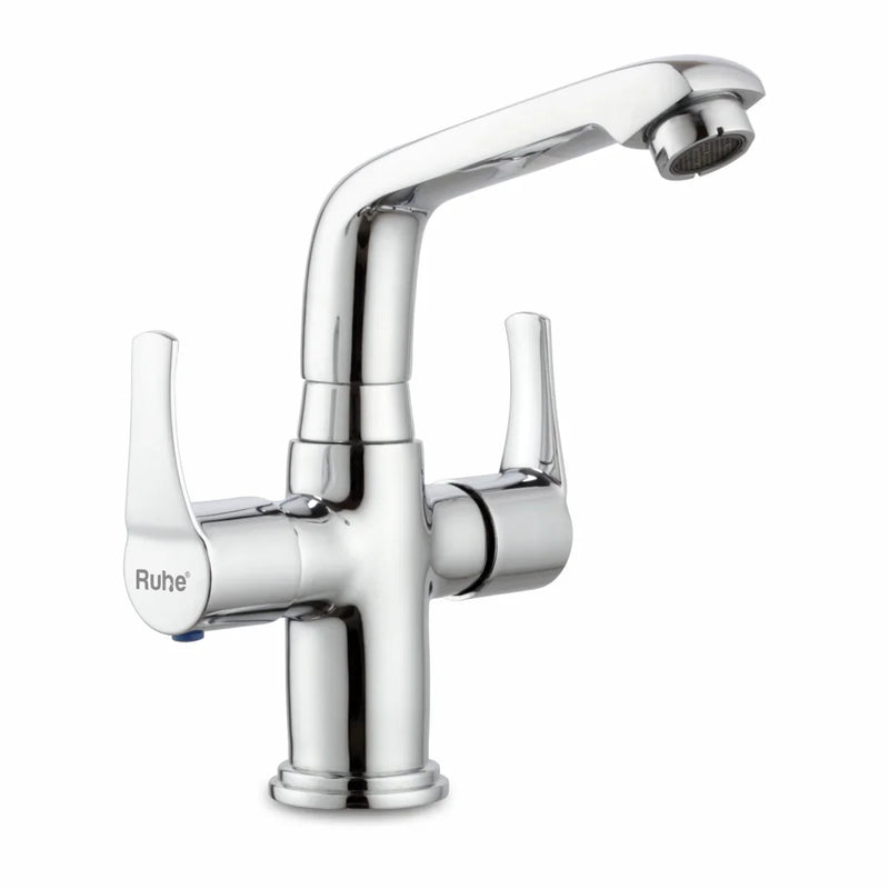 Euphoria Deck-mount Wash Basin Mixer Tap with Small Swivel Spout (7") - by Ruhe