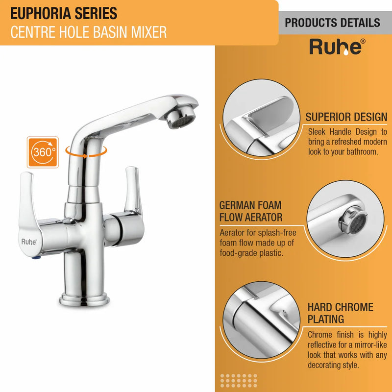 Euphoria Deck-mount Wash Basin Mixer Tap with Small Swivel Spout (7") - by Ruhe
