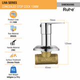 Liva Concealed Stop Valve Brass Faucet (15mm) dimensions and size